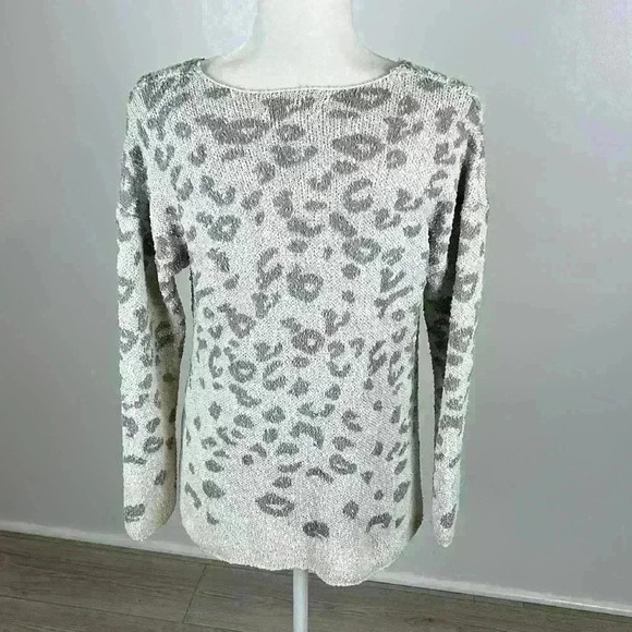 Knox Rose Cheetah Print V-Neck Sweater Size S - Picture 4 of 8